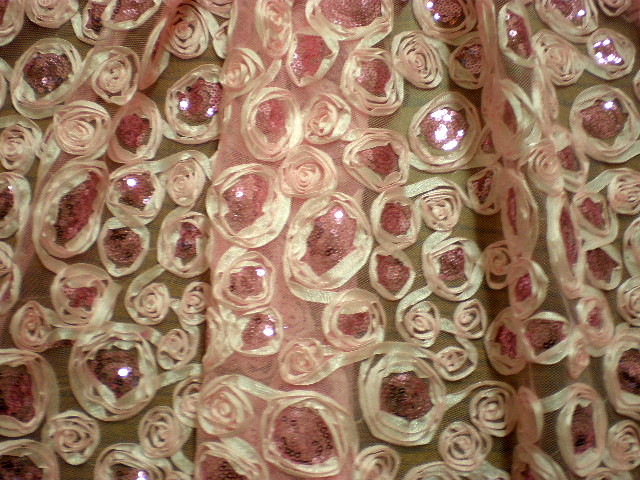 2.Pink Ribbon Flower Sequins
